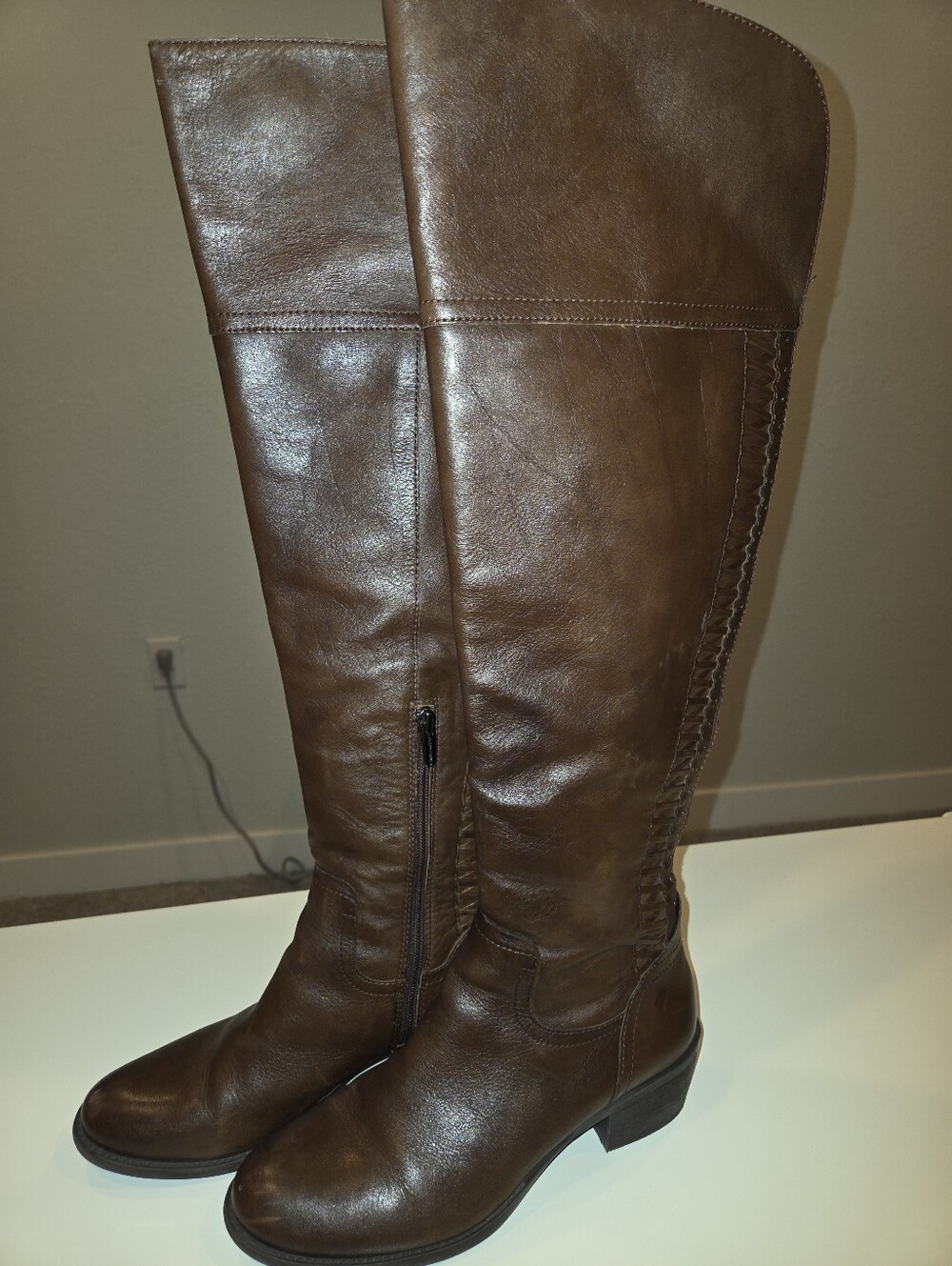 Vince Camuto Brown Leather Knee-High Women's Riding Boots